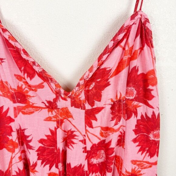 Free People Altura Babydoll Pink Mini Dress Floral Spaghetti Strap Floral XL - Picture 4 of 10